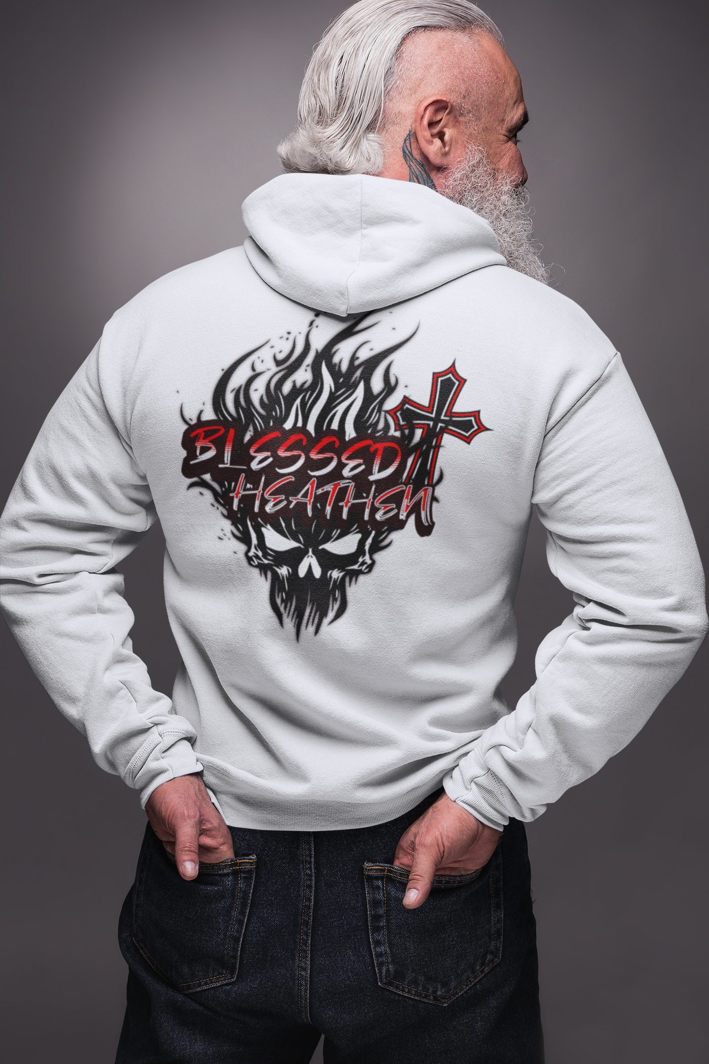Unisex Hoodie with Blessed Heathen Logo on Back Only