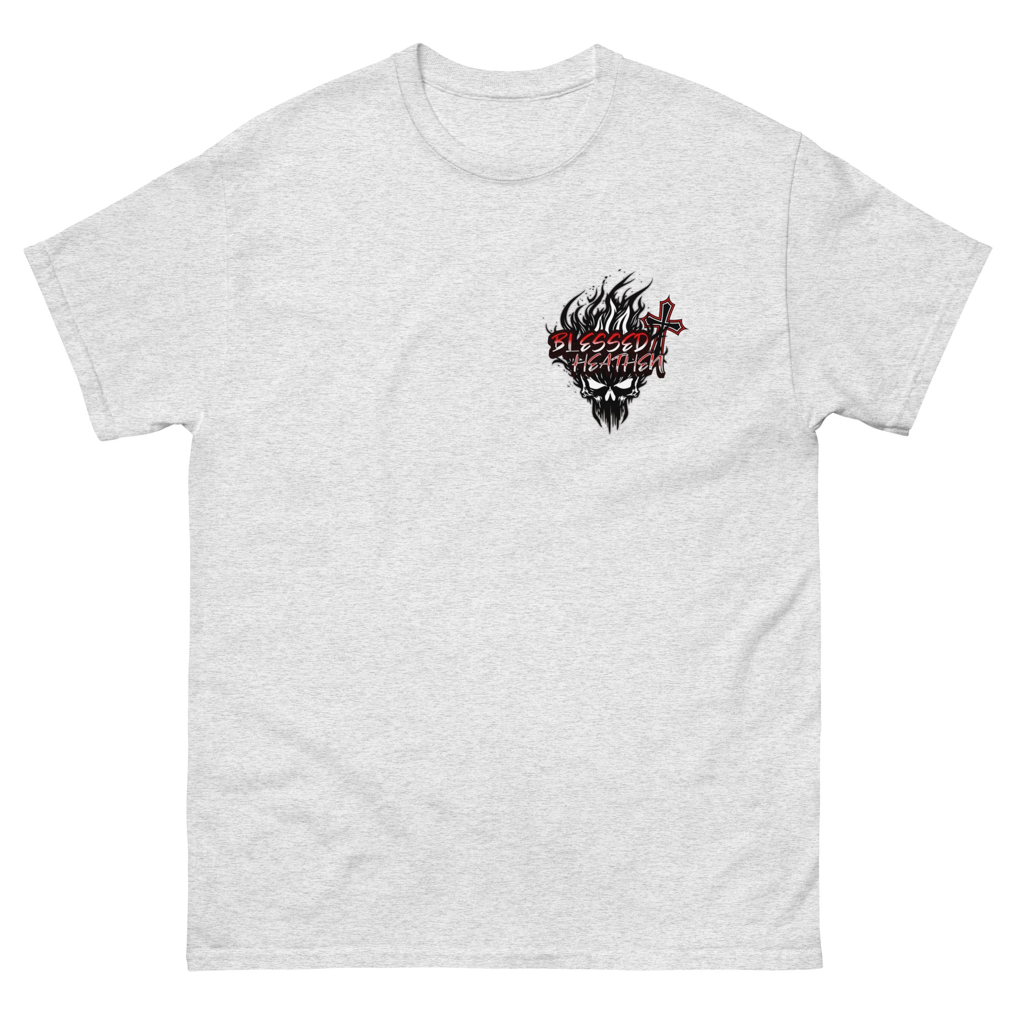 Men's Blessed Heathen Logo - Small Front Design and Large Back Design