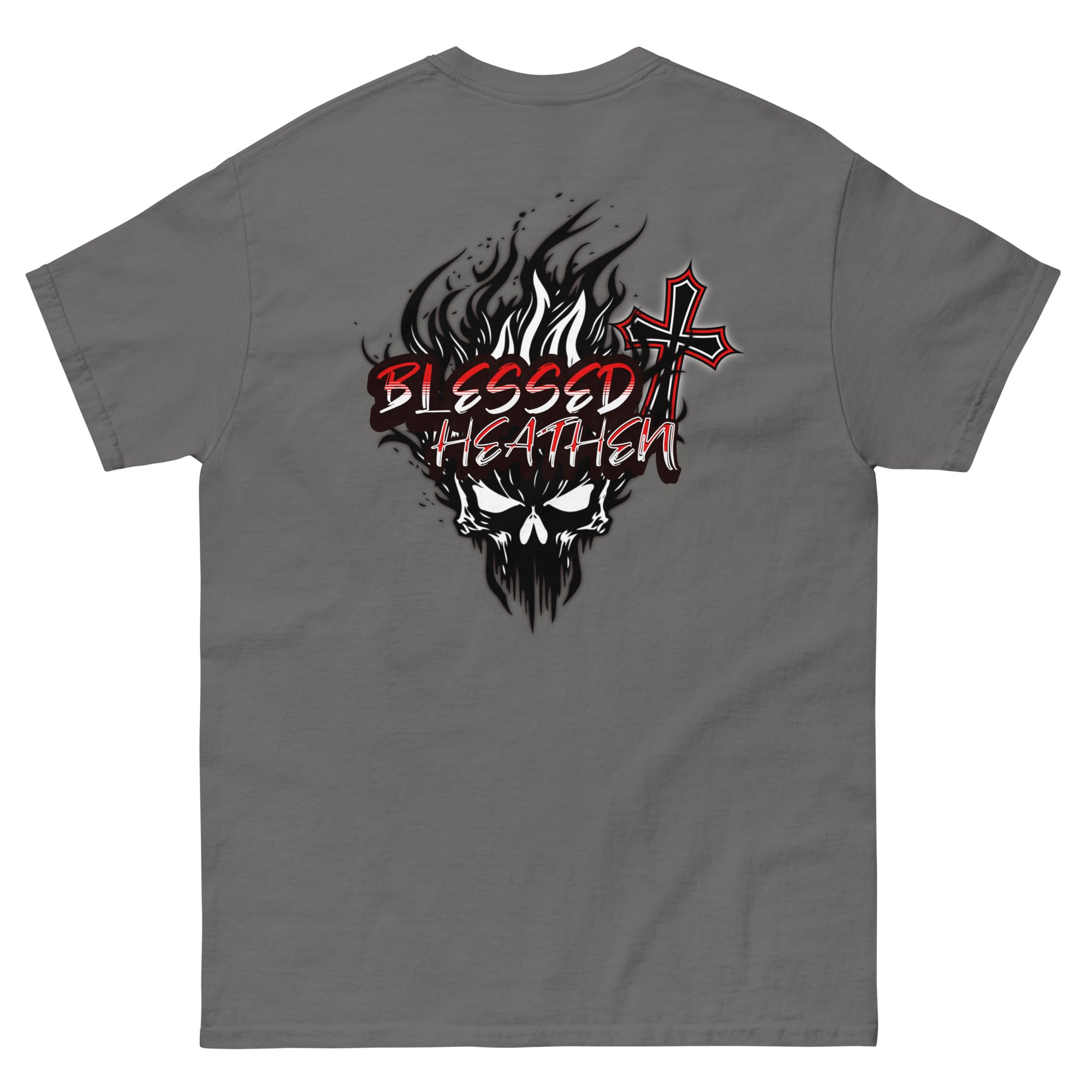 Men's Blessed Heathen Logo - Small Front Design and Large Back Design