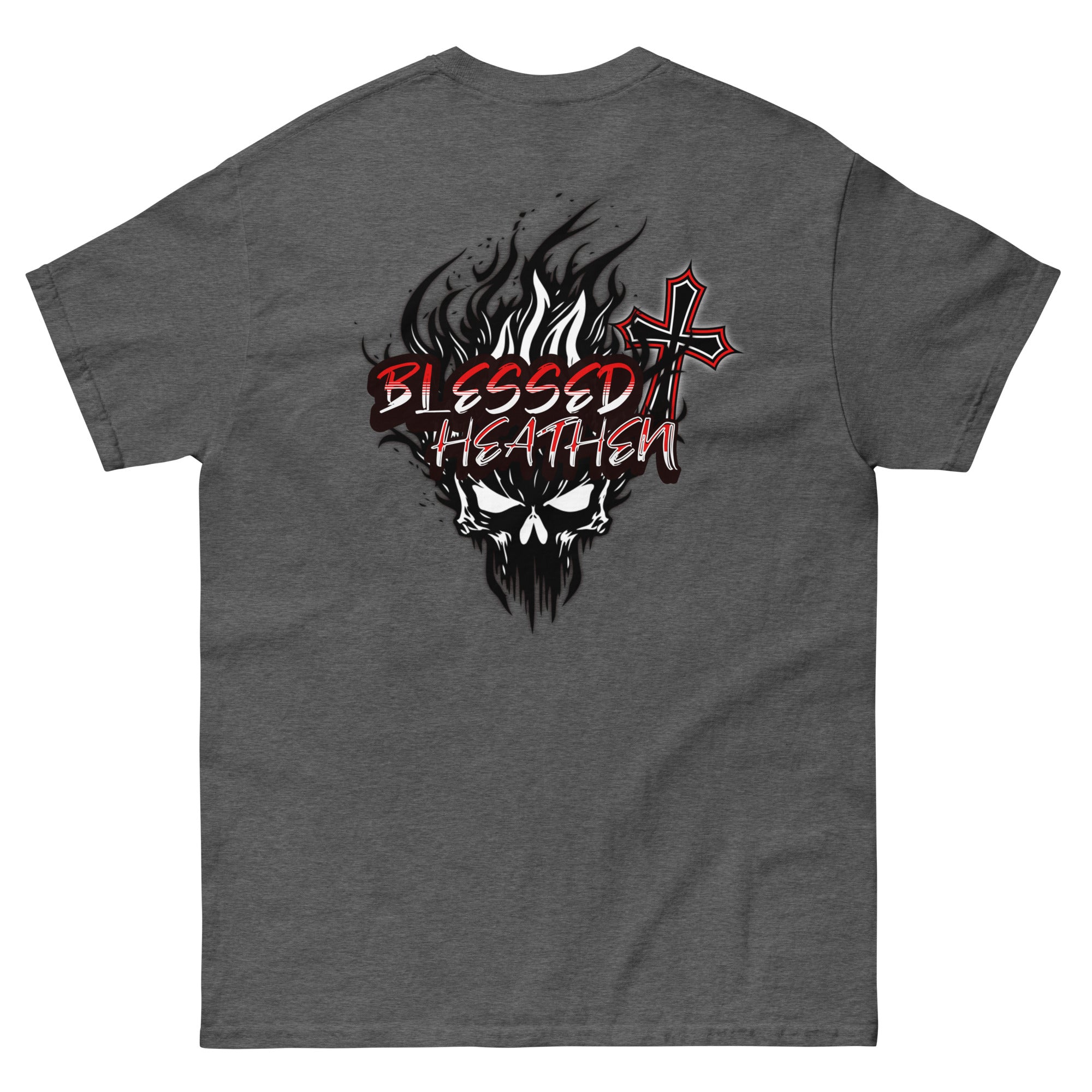 Men's Blessed Heathen Logo - Small Front Design and Large Back Design