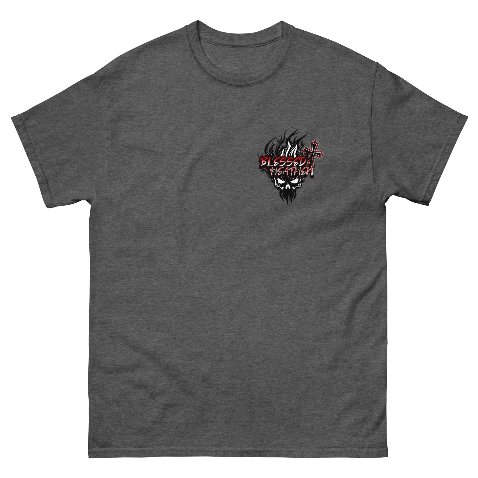 Men's Blessed Heathen Logo - Small Front Design and Large Back Design