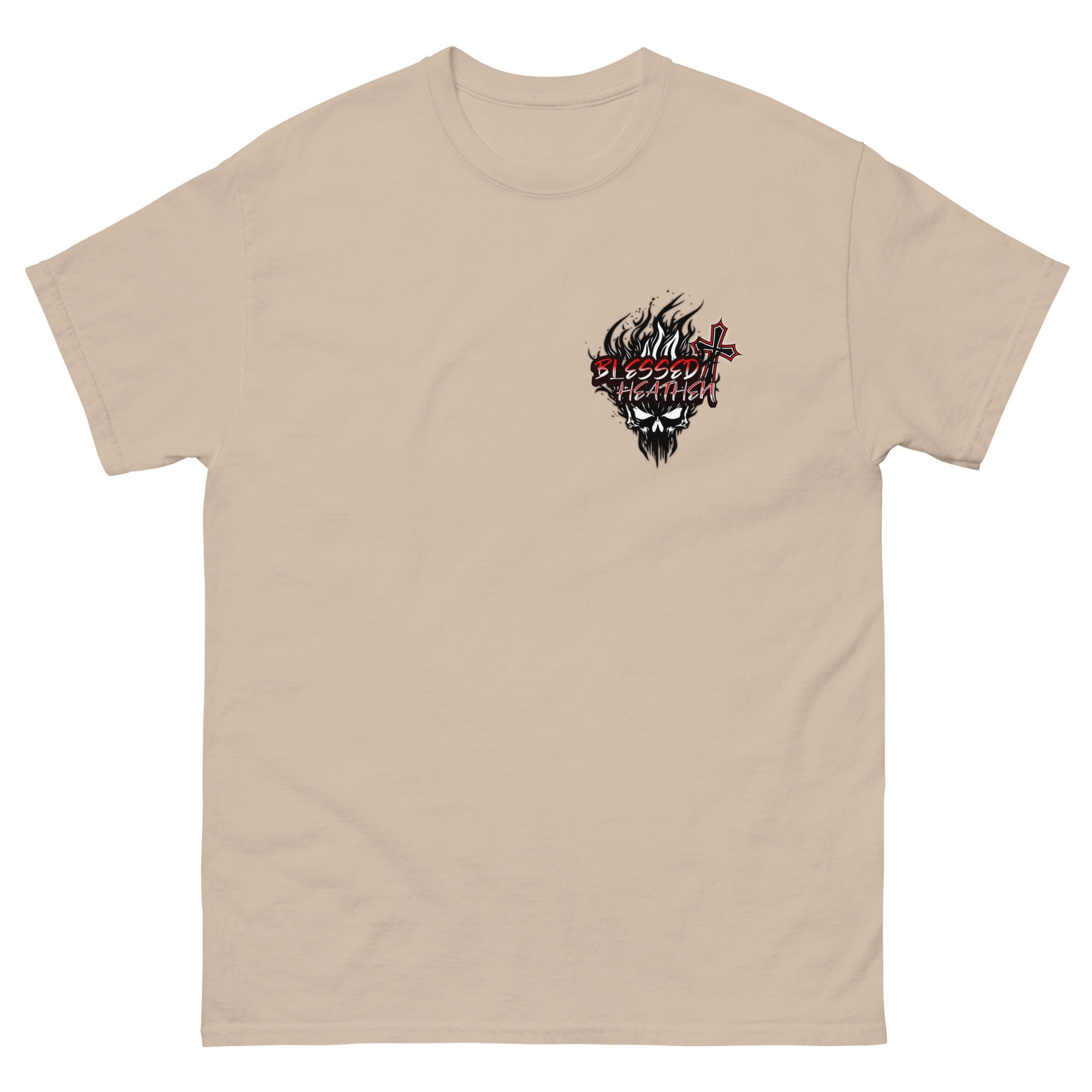 Men's Blessed Heathen Logo - Small Front Design and Large Back Design