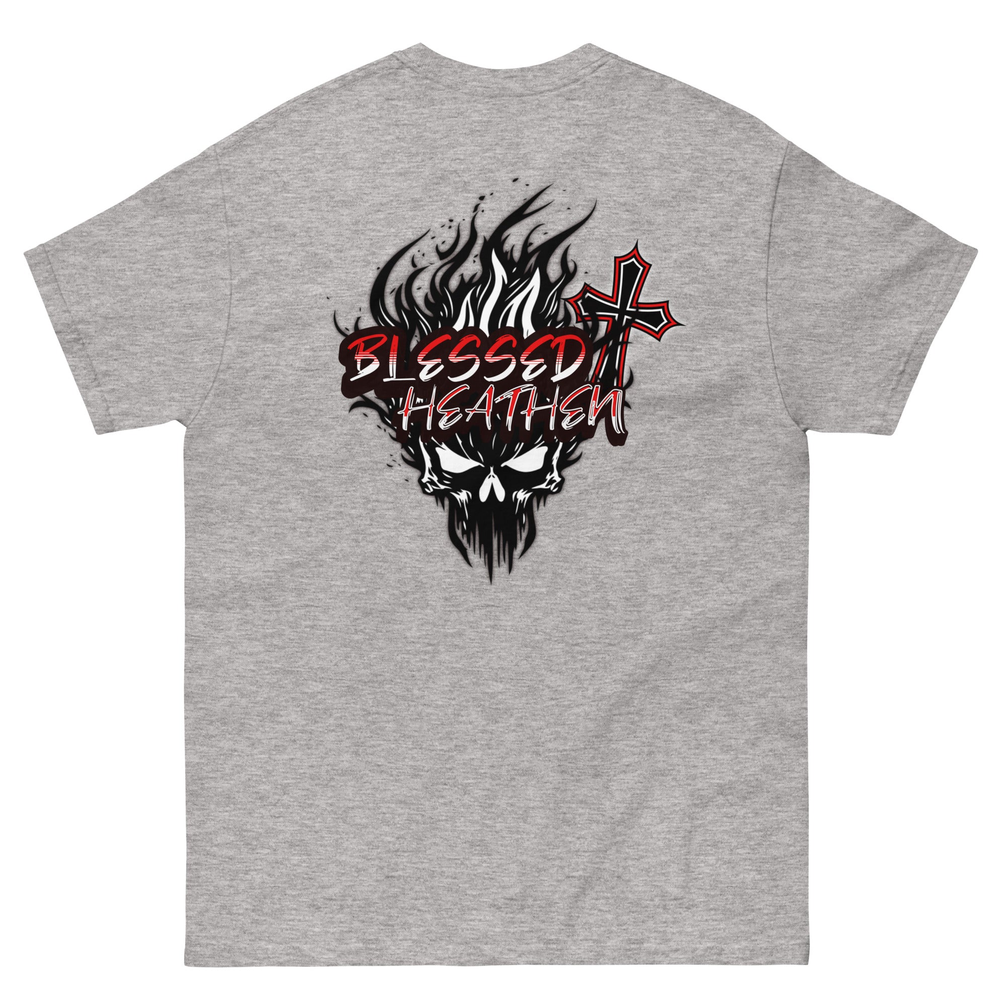 Men's Blessed Heathen Logo - Small Front Design and Large Back Design
