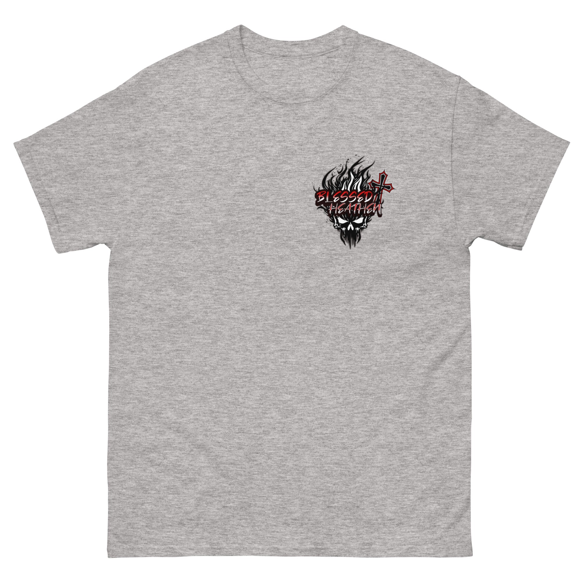 Men's Blessed Heathen Logo - Small Front Design and Large Back Design
